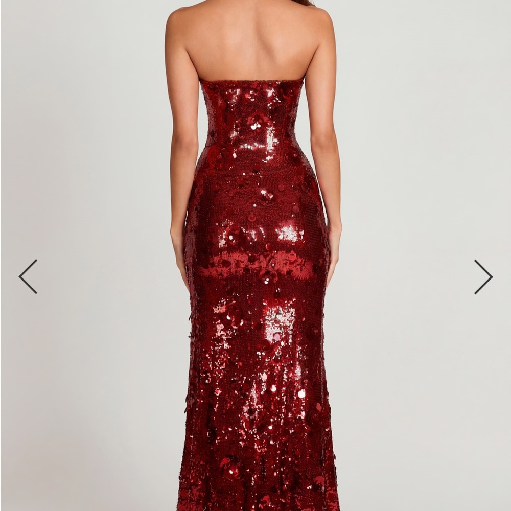 Oh Polly Strapless Red Sequin Maxi Dress - Picture 2 of 3